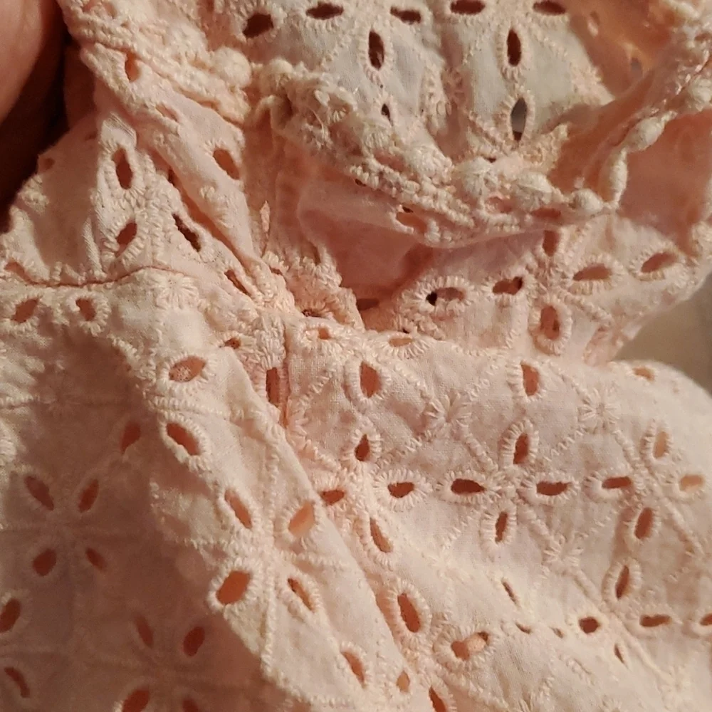 Everly Crop Top Womens Size S Eyelet Lace Pink summer Whimzie Cotton